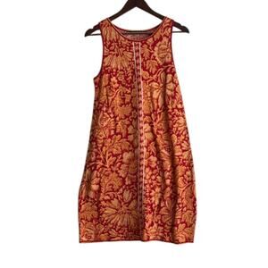 Peruvian Connection Pima Cotton Red Floral Dress Sz M